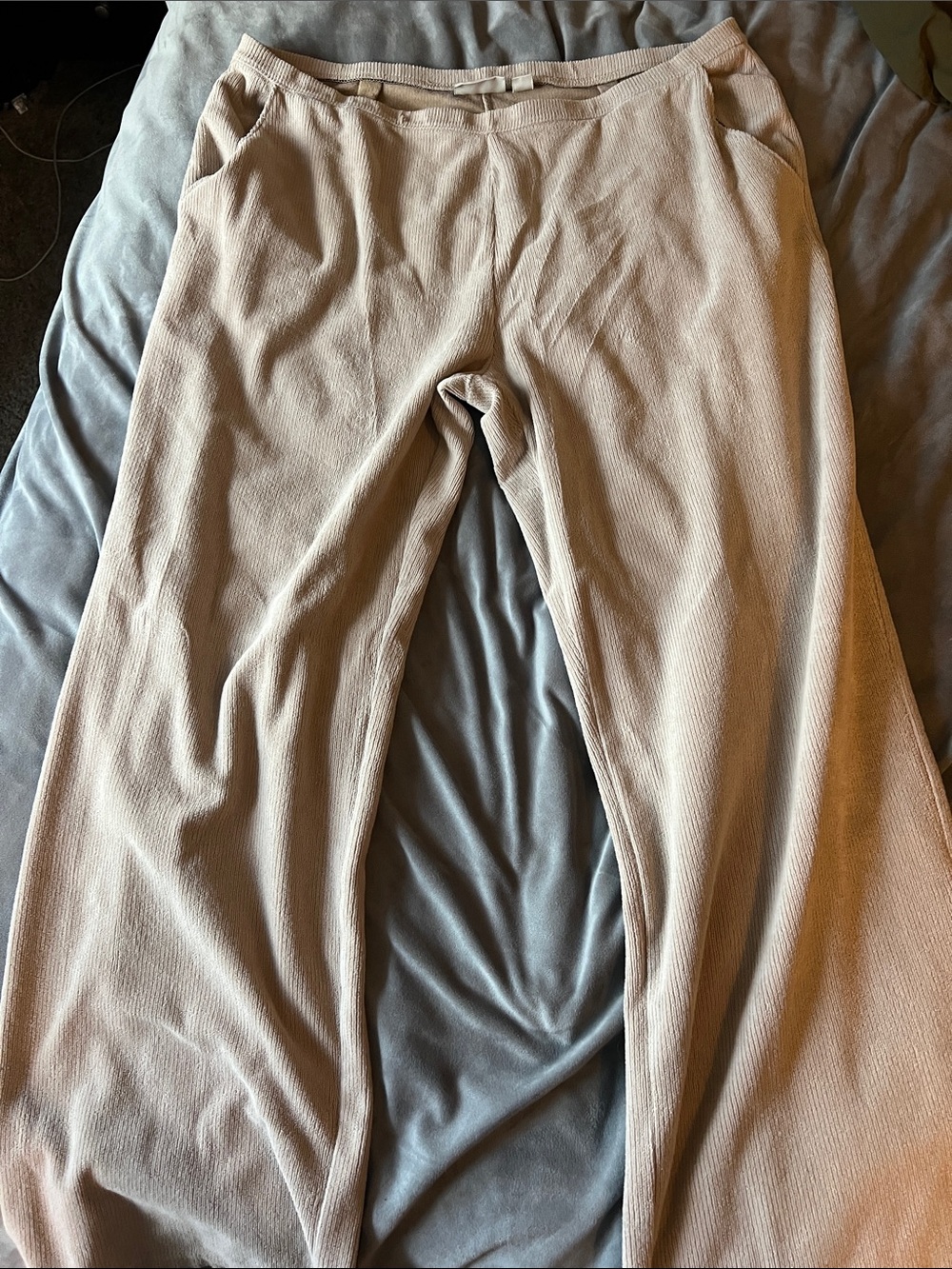 L.L. Bean Women's Wide-Leg Corduroy Pants in Light Beige